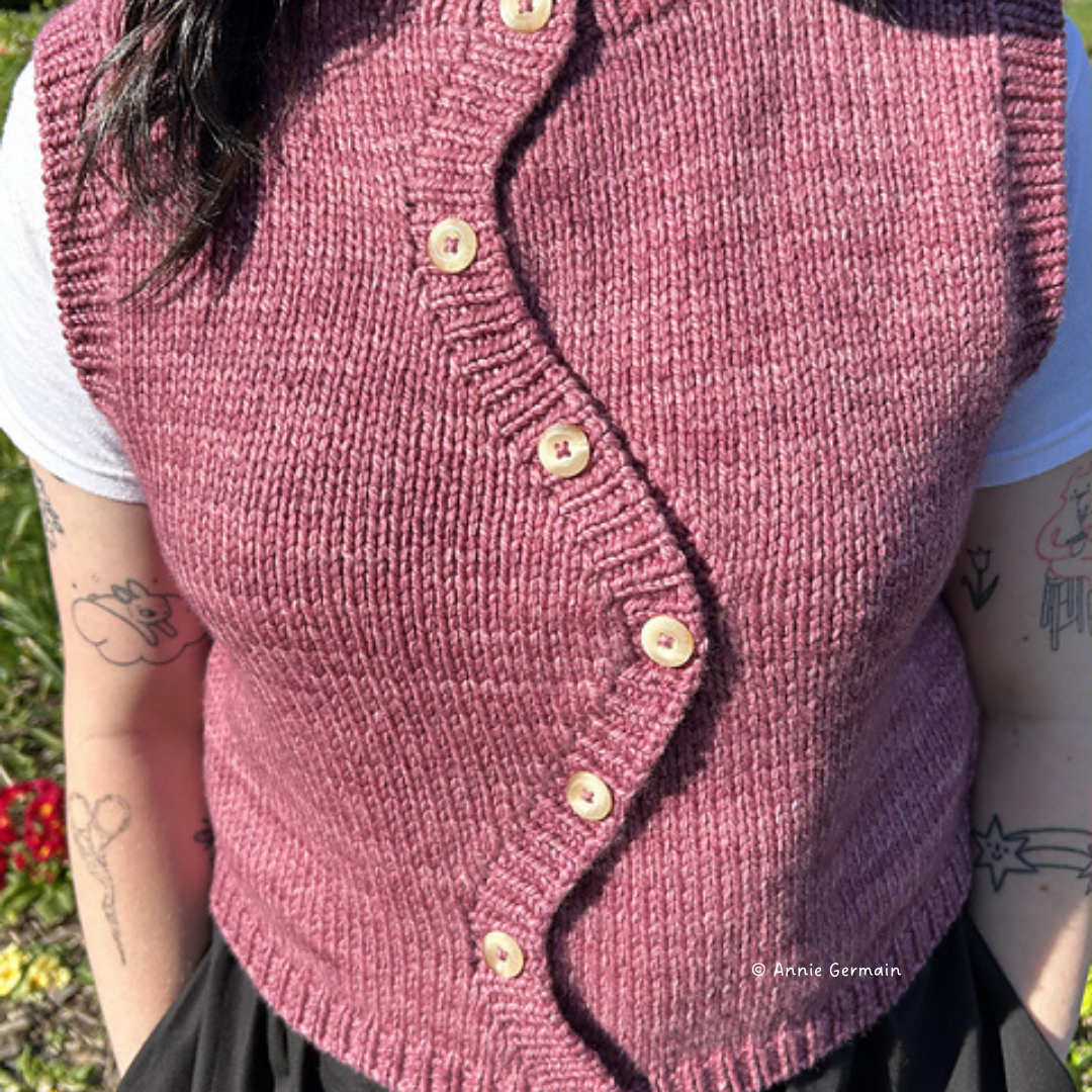 Knit a Buttoned Peony Vest