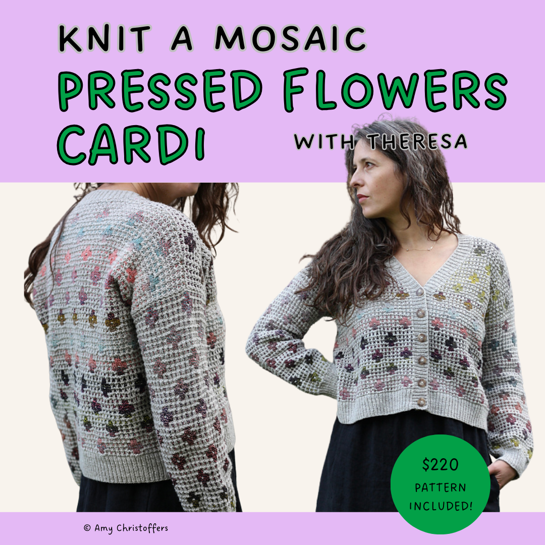 Knit a Mosaic Pressed Flowers Cardigan