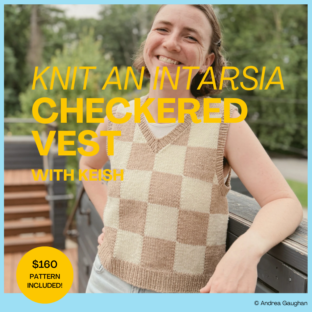 Knit an Intarsia Checkered Vest