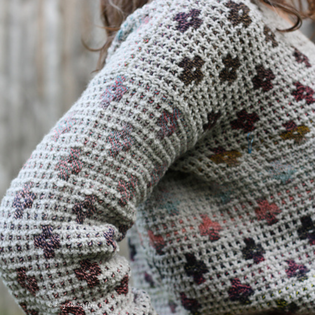 Knit a Mosaic Pressed Flowers Cardigan