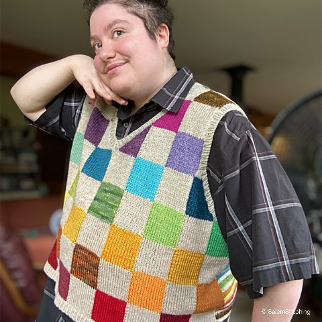 Knit an Intarsia Checkered Vest