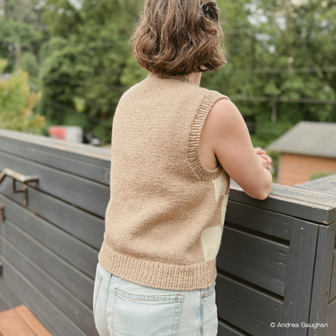 Knit an Intarsia Checkered Vest