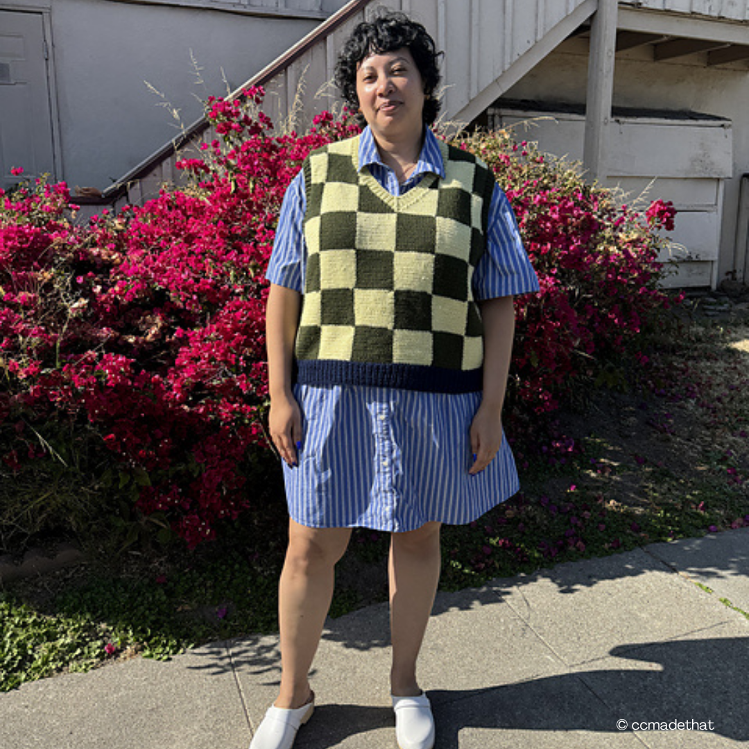 Knit an Intarsia Checkered Vest