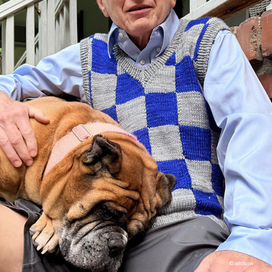 Knit an Intarsia Checkered Vest