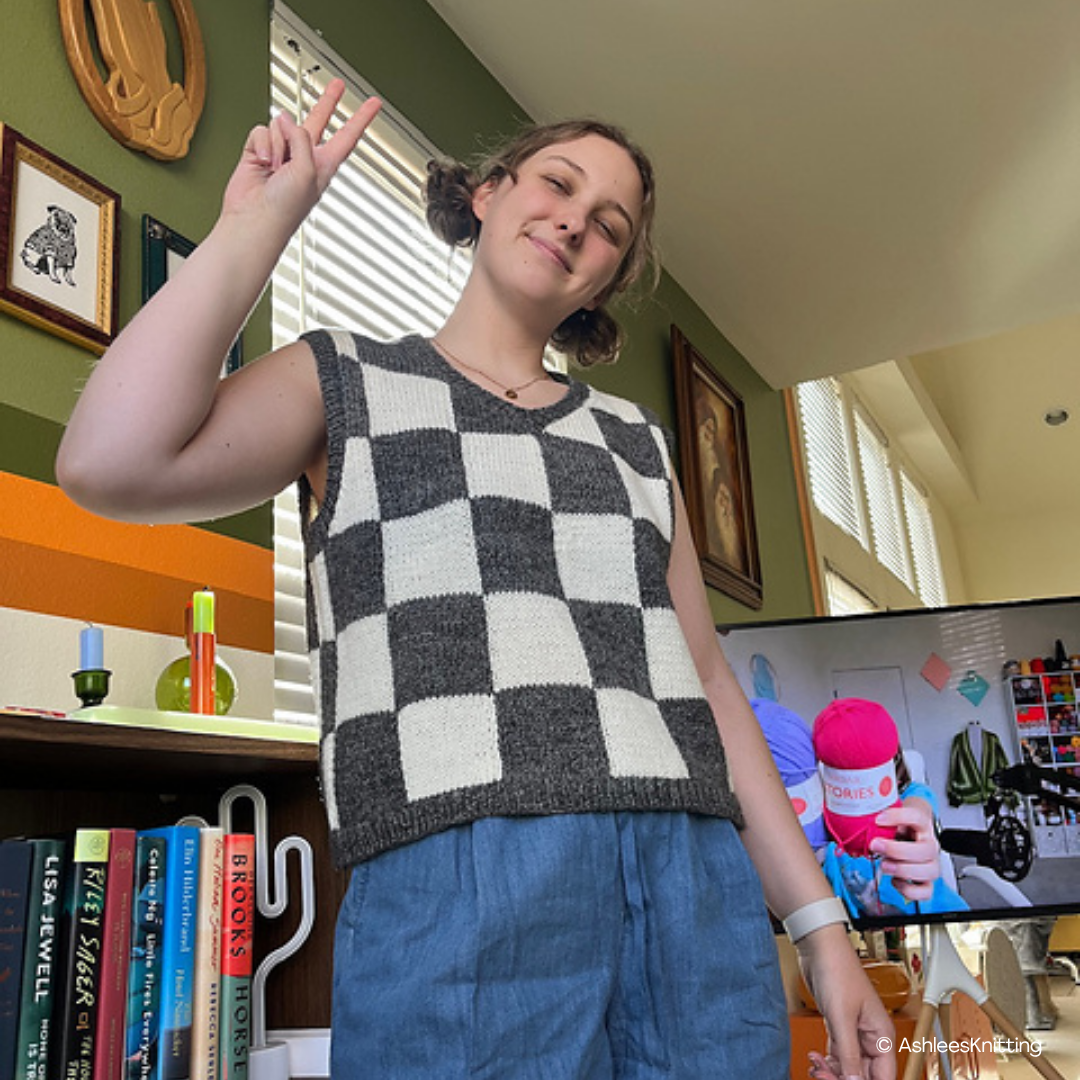 Knit an Intarsia Checkered Vest